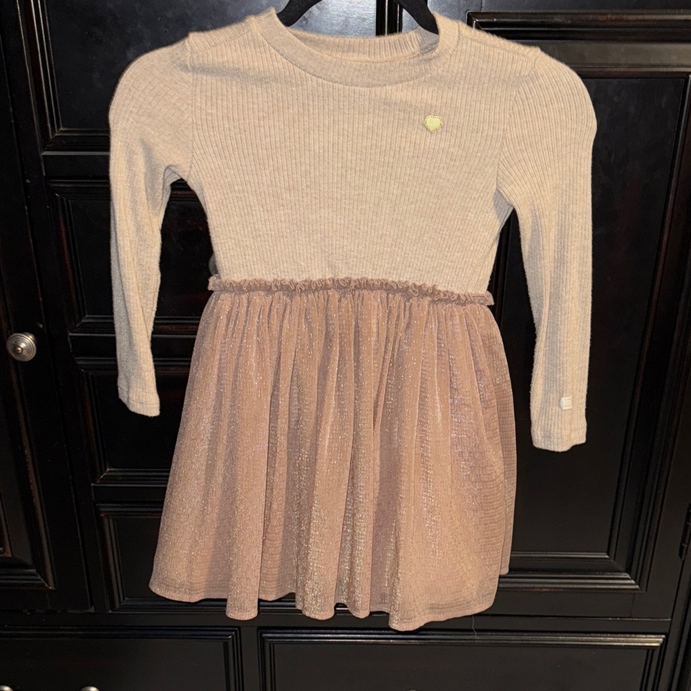 Elegant Cream and Gold Kids Dress